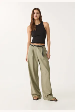 Stradivarius Linen blend trousers with belt 6