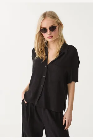 Stradivarius Short sleeve linen blend shirt L
