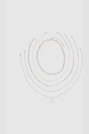 Stradivarius Set of 5 pink stone charm necklaces OS