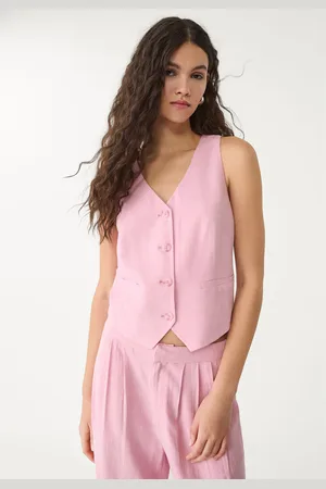 Stradivarius Linen blend buttoned waistcoat M