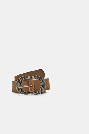 Stradivarius Embossed double-buckle belt 30