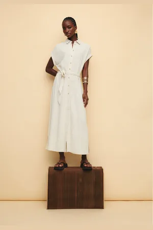 Stradivarius Linen blend midi shirt dress M