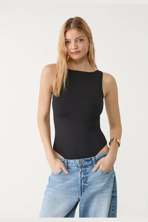 Stradivarius Basic boat neck bodysuit M