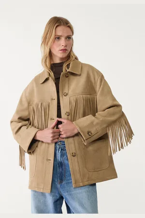 Stradivarius Fringed faux suede jacket S
