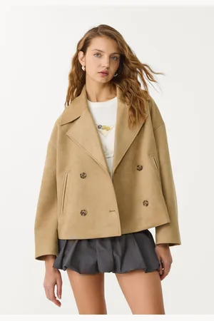 Stradivarius Double-breasted faux suede jacket S