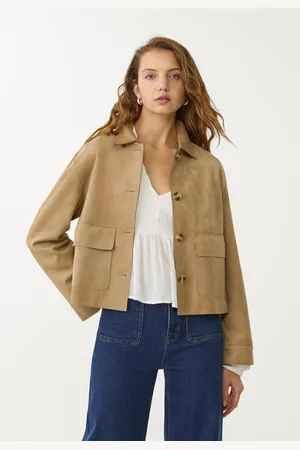 Stradivarius Faux suede jacket with pockets S