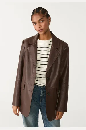 Stradivarius Faux leather blazer L