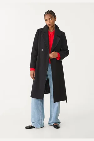 Stradivarius Felt texture coat with belt XS