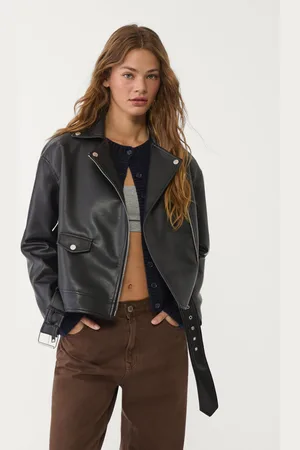 Stradivarius Oversize faux leather biker jacket XS