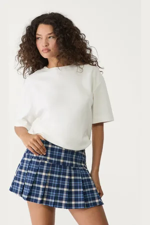 Stradivarius Check box pleat mini skort L