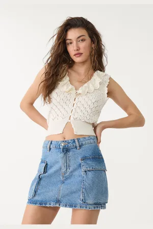 Stradivarius D66 denim mini cargo skirt 12