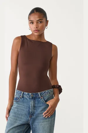 Stradivarius Basic boat neck bodysuit L