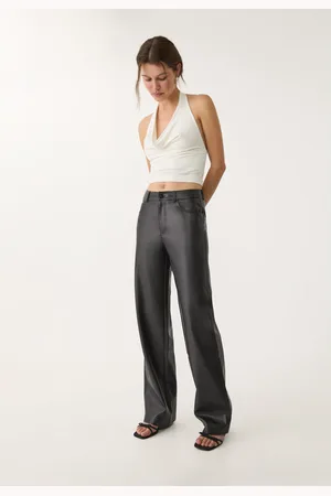 Stradivarius Wide-leg leather effect trousers 4