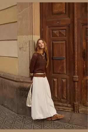Stradivarius Poplin balloon midi skirt L