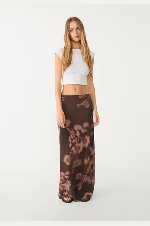 Stradivarius Printed tulle midi skirt XS
