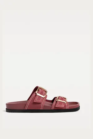 Stradivarius Flat leather sandals with buckles 7