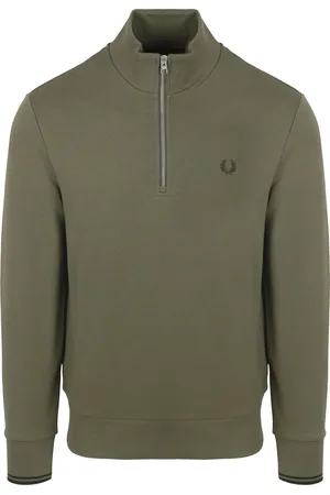 Fred Perry Half Zip Pullover Olive Dark size L