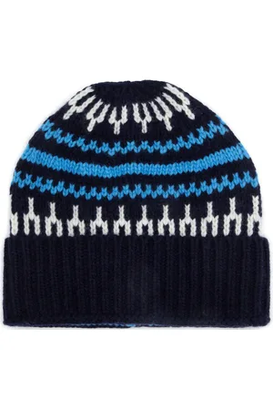 Knowledge Cotton Apparal Beanie Wool Print Navy Dark