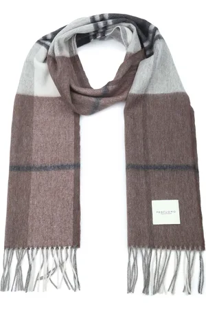 Profuomo Scarf Lambswool Bruin Checkered Brown Beige Grey