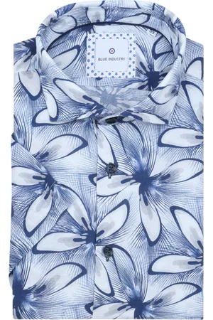 Blue Industry Industry Short Sleeve Shirt Linen Print size 38