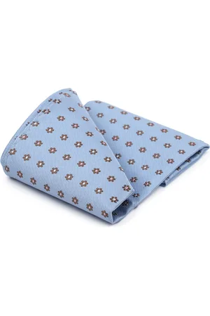 Suitable Silk Necktie Print Flower Blue