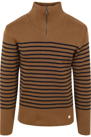Armor.lux Camionneur Half Zip Sweater Wool Stripes size L