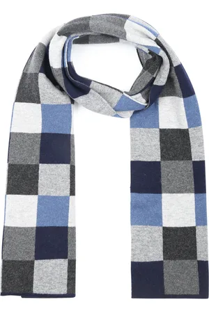 Profuomo Scarf Wool Checks Blue Grey