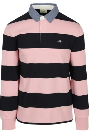 GANT Heavy Rugger Shield Polo Shirt Stripes Navy Blue Pink size 3XL