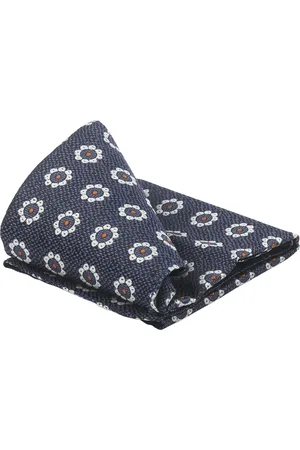 Suitable Silk Necktie Flowes Navy Dark