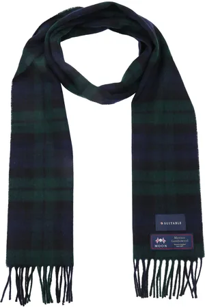 Suitable Scarf Checkered Merino Navy Green Dark Blue Dark Green