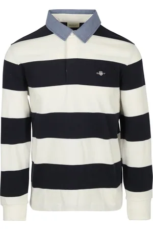 GANT Heavy Rugger Shield Polo Shirt Stripes Navy White Blue size L