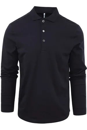 Profuomo Longsleeve Polo Navy Melange Dark size L