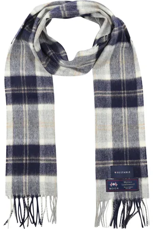 Suitable Scarf Checkered Merino Grey Blue