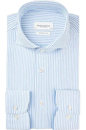 Profuomo Shirt Japanese Knitted Stripes Blue size 38