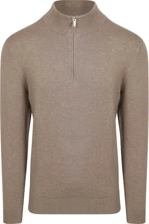 Profuomo Half Zip Pullover Luxury Basic Taupe size L