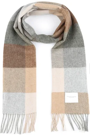 Profuomo Scarf Lambswool Checks Grey Beige