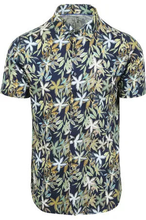 DESOTO Short Sleeve Jersey Shirt Botanic Print Navy Dark size 3XL
