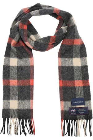 Suitable Scarf Checkered Merino Grey Red