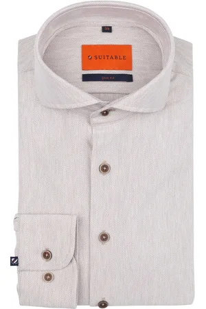 Suitable Herringbone Shirt Sand size 38