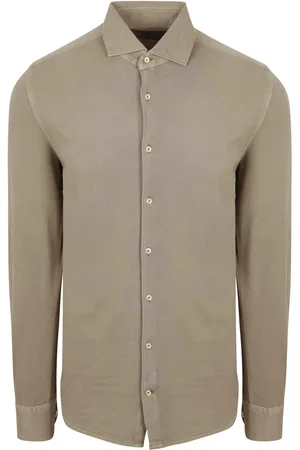 Suitable Piqué Shirt Brown Taupe size L
