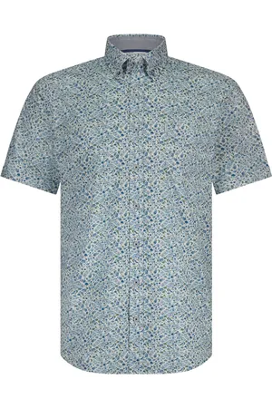 State of art Short Sleeve Shirt Print Blue Green size 3XL