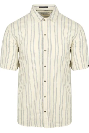 No Excess Short Sleeve Shirt Stripes Ecru Beige size 3XL