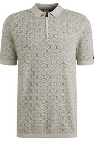 Cast Iron Half-Zip Polo Shirt Structure Ecru Off-White size L