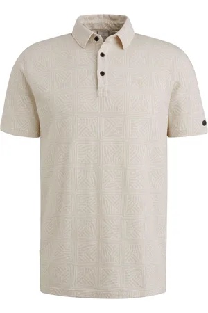 Cast Iron Polo Shirt Jacquard Print Ecru Beige size L