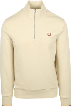 Fred Perry Half Zip Pullover Ecru Beige size 3XL
