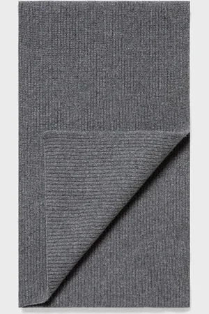 Sunspel Cashmere Ribbed Scarf in Grey Melange