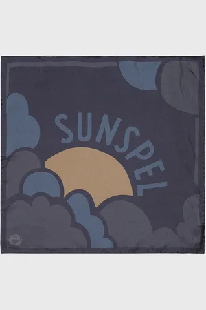 Sunspel Silk Pocket Square in Navy/Slate