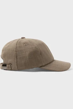 Sunspel Cotton Raffia Cap in Dark Stone