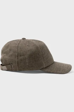 Sunspel Cotton Linen Twill Cap in Khaki