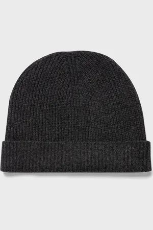 Sunspel Cashmere Ribbed Hat in Charcoal Melange